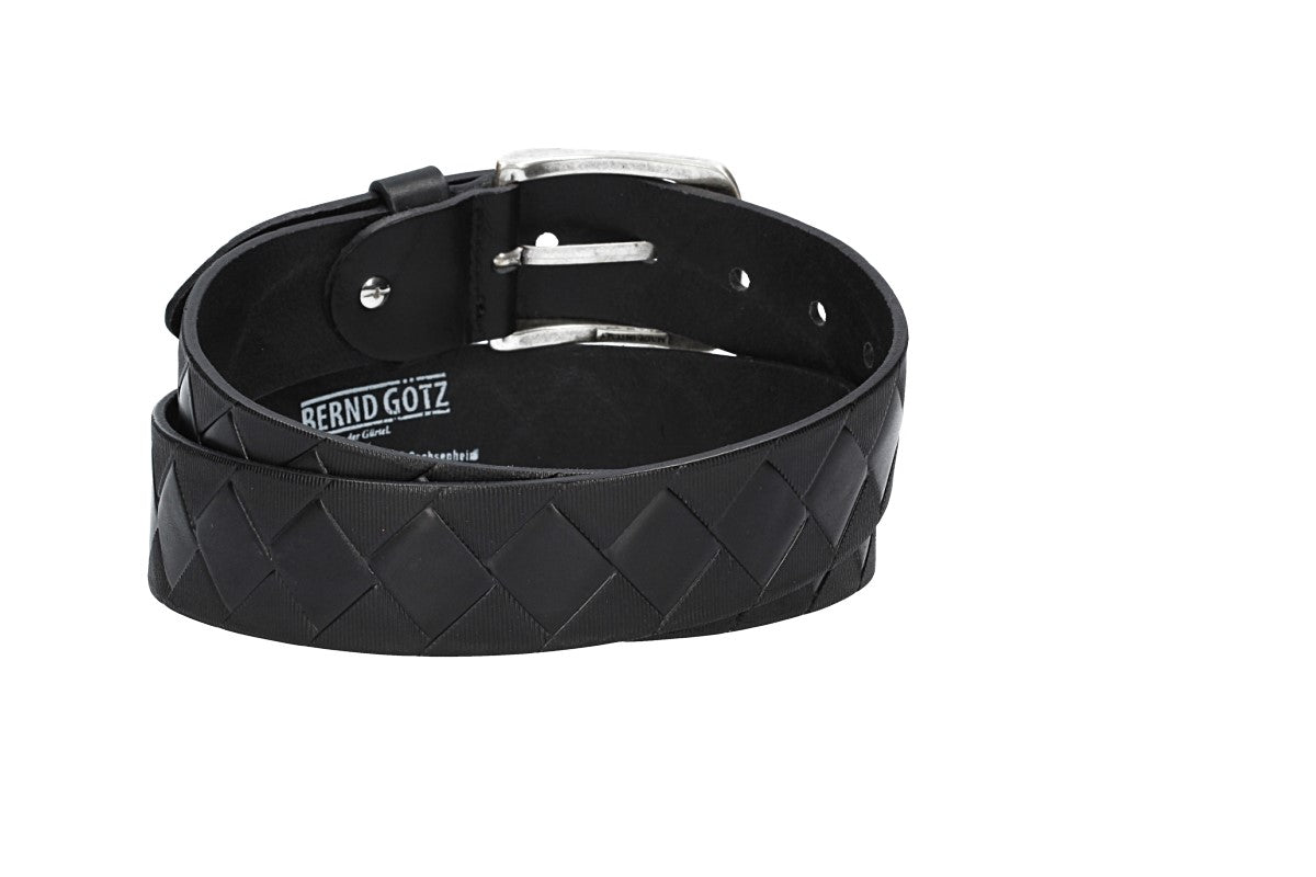 Jeansgürtel 40mm in Schwarz mit Rautenprägung und Dornschließe