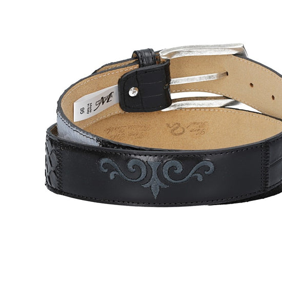 Schlangengürtel 40mm in Grau und Dornschließe in Silber - leder-accessoires.com