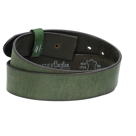 Lederriemen | Gürtelrohling Matt 40mm in Grün mit Schlaufe und Kapplochteil - leder-accessoires.com