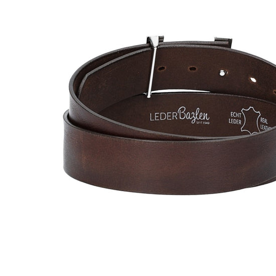 Ledergürtel Braun 40mm mit H-Schließe in Silber - leder-accessoires.com