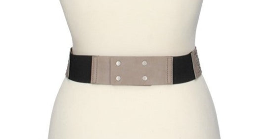 Damen-|Taillengürtel 50mm in Taupe mit Nieten und Druckknöpfen - leder-accessoires.com