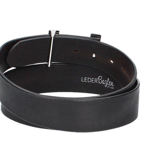 Ledergürtel Schwarz 40mm mit H-Schließe in Silber - leder-accessoires.com