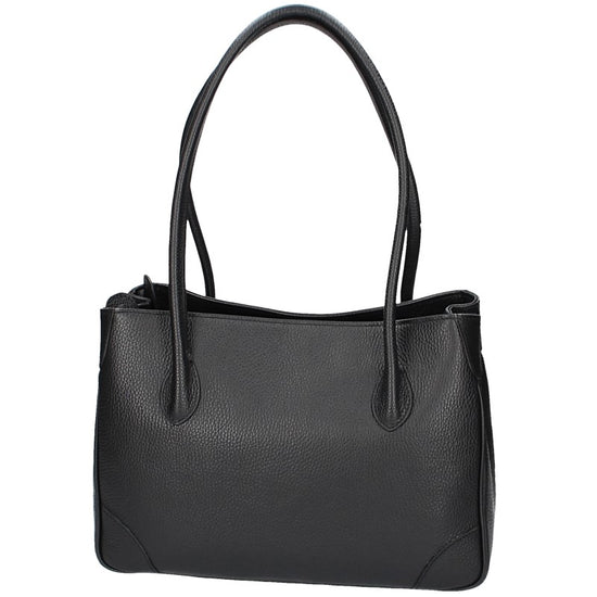 Schultertasche in Schwarz aus Leder - leder-accessoires.com