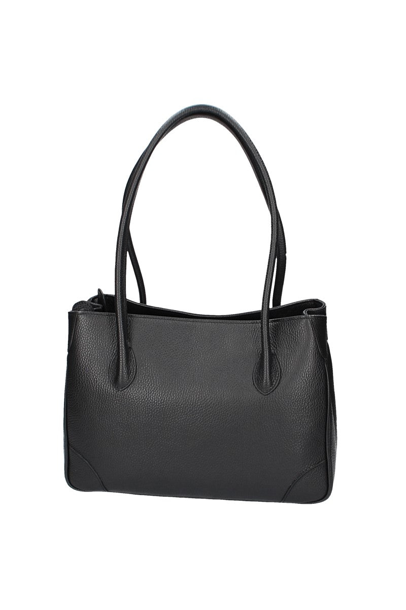 Schultertasche in Schwarz aus Leder