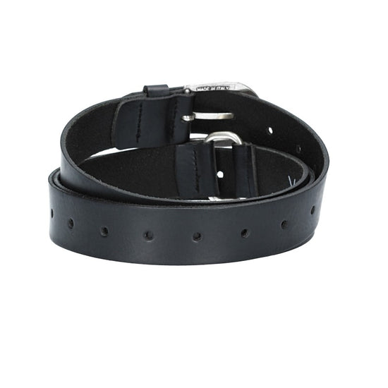 Ledergürtel Überlänge Schwarz 35mm mit Schließe in Silber - leder-accessoires.com