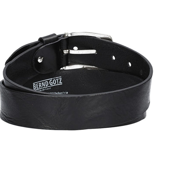 Jeansgürtel 40mm in Schwarz mit Airbrushkante und Dornschließe Altsilber - leder-accessoires.com