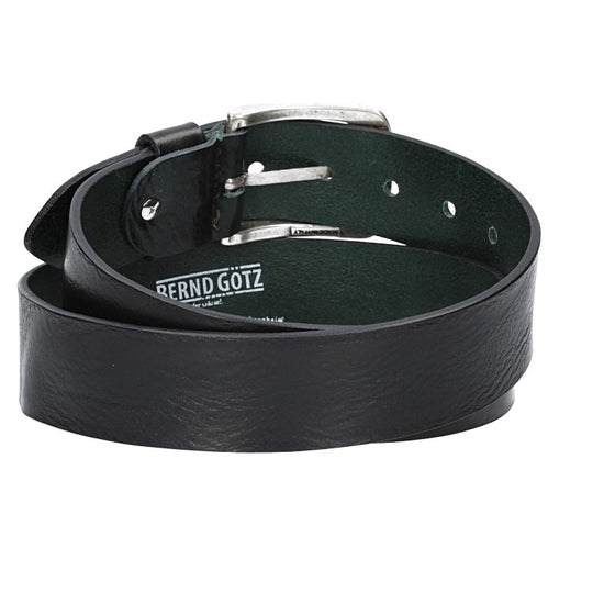 Jeansgürtel 40mm in Dunkelgrün mit Airbrushkante und Dornschließe Altsilber - leder-accessoires.com