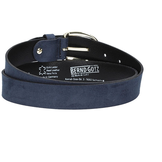 Veloursledergürtel 30mm in Marine|Dunkelblau mit Dornschließe in Lightgold - leder-accessoires.com