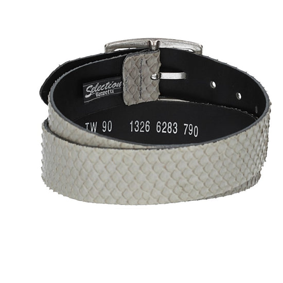 Schlangenledergürtel 40mm Grau und Vollschließe in Silber - leder-accessoires.com
