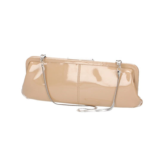 Clutch mit Clipverschluss in Beige|Lack aus Leder - leder-accessoires.com