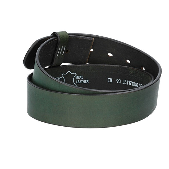 Lederriemen | Gürtelrohling Glanz 40mm in Blau|Marine mit Schlaufe und Kapplochteil - leder-accessoires.com