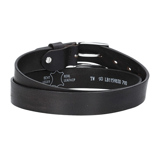 Ledergürtel 30mm in Schwarz mit Schließe in Silber - leder-accessoires.com