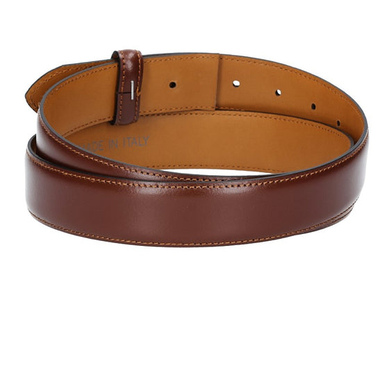 Lederriemen | Gürtelrohling 35mm bombiert in Cognac mit Schlaufe und Kapplochteil - leder-accessoires.com