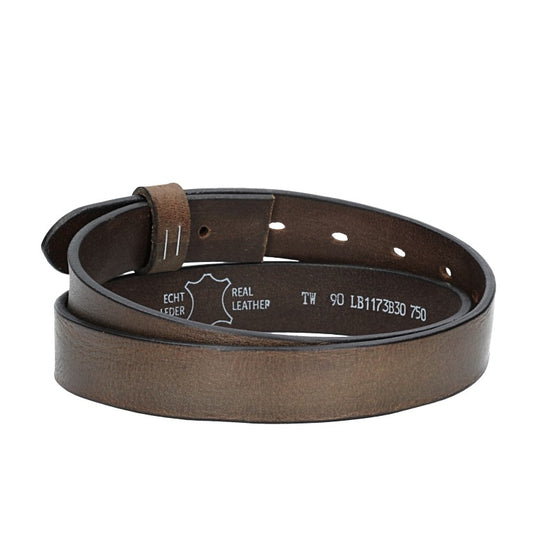 Lederriemen | Gürtelrohling Glanz 30mm in Grau mit Schlaufe und Kapplochteil - leder-accessoires.com