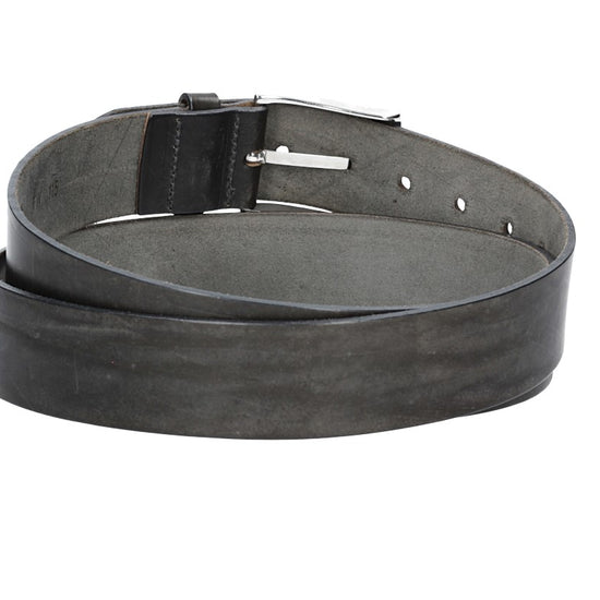 Ledergürtel Überlänge Grau 40mm mit glänzender Schließe in Silber - leder-accessoires.com