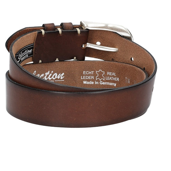 Ledergürtel Braun 40mm mit Handnaht und Schließe Silber - leder-accessoires.com