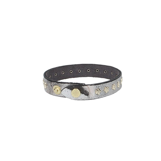 Armband Silber|Metallic mit Sternen aus Leder - leder-accessoires.com