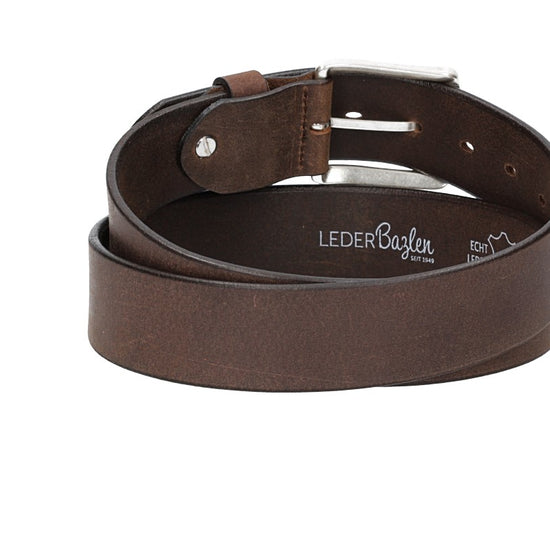 Ledergürtel Braun 40mm mit Dornschließe in Silber - leder-accessoires.com