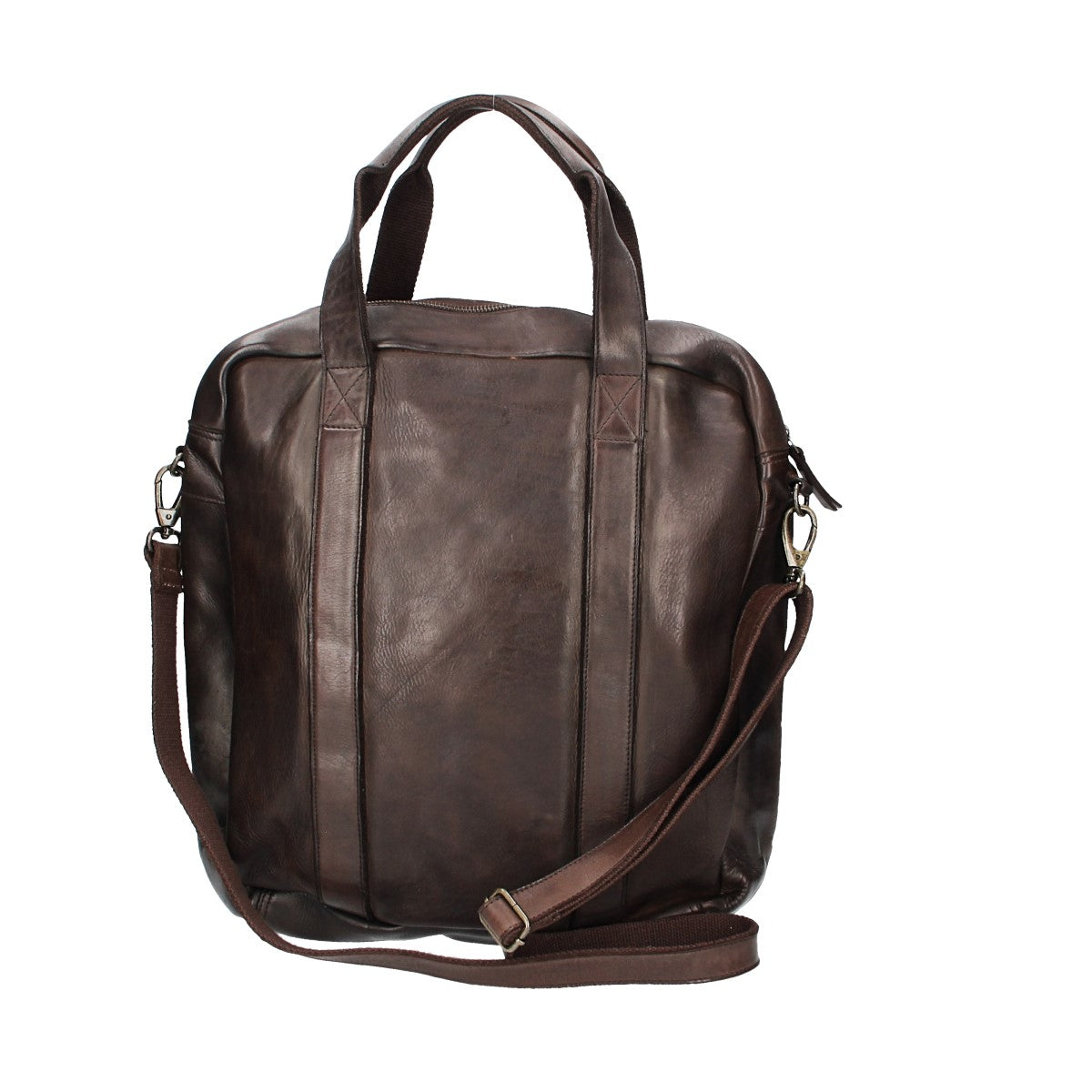 Ledertasche in Braun mit Reißverschluss und zwei Vortaschen