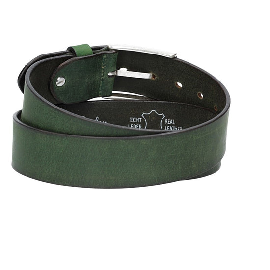 Ledergürtel Grün 40mm mit Dornschließe in Silber - leder-accessoires.com