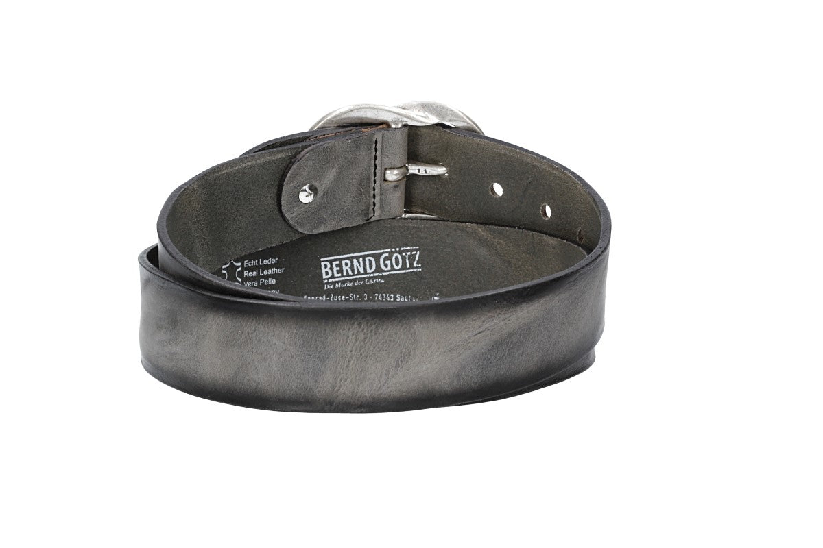 Jeansgürtel 40mm in Taupe|Grau mit Airbrushkante und Vollschließe in Silber