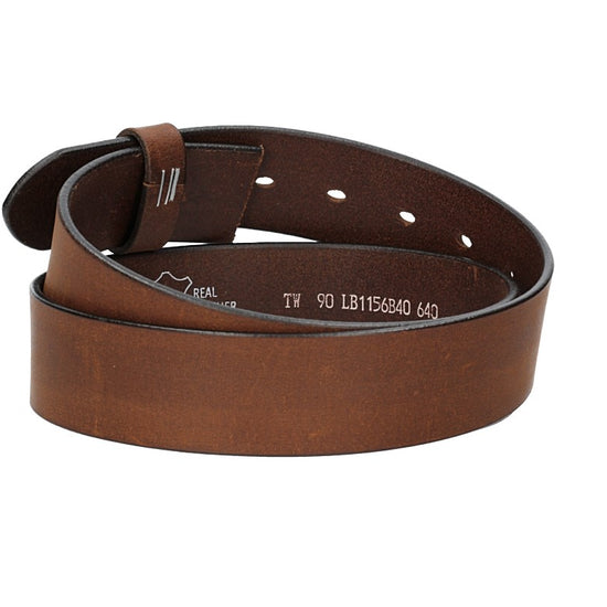 Lederriemen | Gürtelrohling Matt 40mm in Cognac mit Schlaufe und Kapplochteil - leder-accessoires.com