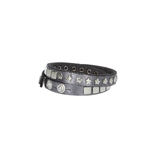 Armband doppelt Blau|Silber aus Leder - leder-accessoires.com