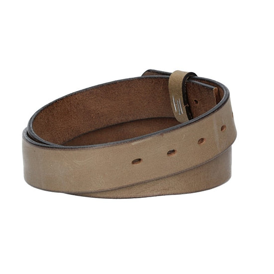 Lederriemen | Gürtelrohling Glanz 35mm in Natur| Beige mit Schlaufe und Kapplochteil - leder-accessoires.com