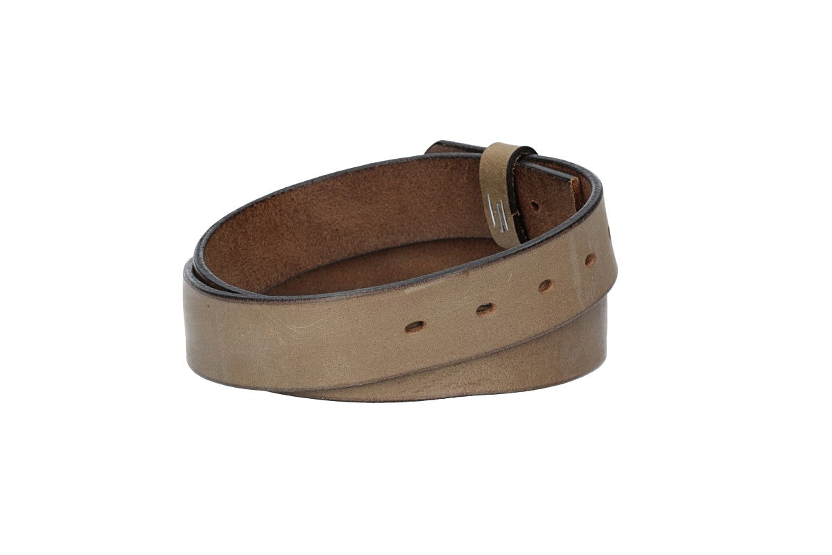 Lederriemen | Gürtelrohling Glanz 35mm in Natur| Beige mit Schlaufe und Kapplochteil