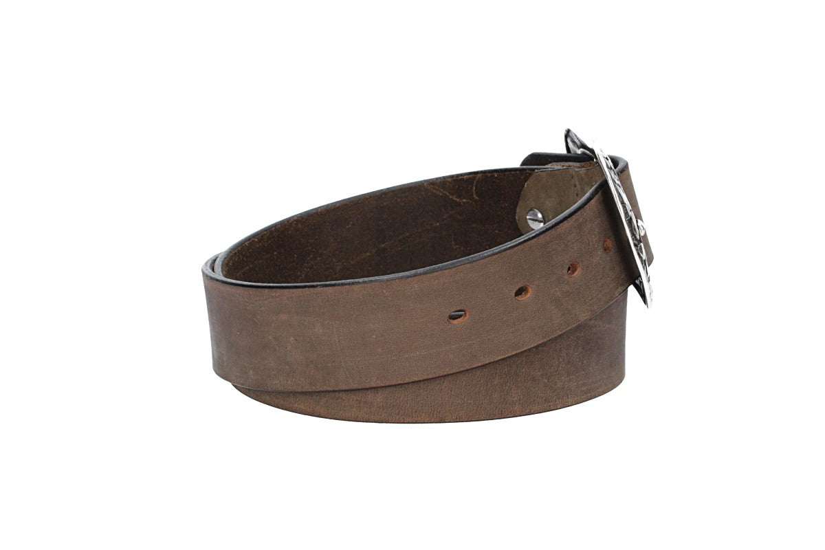 Ledergürtel Grau 40mm mit Blumenschließe