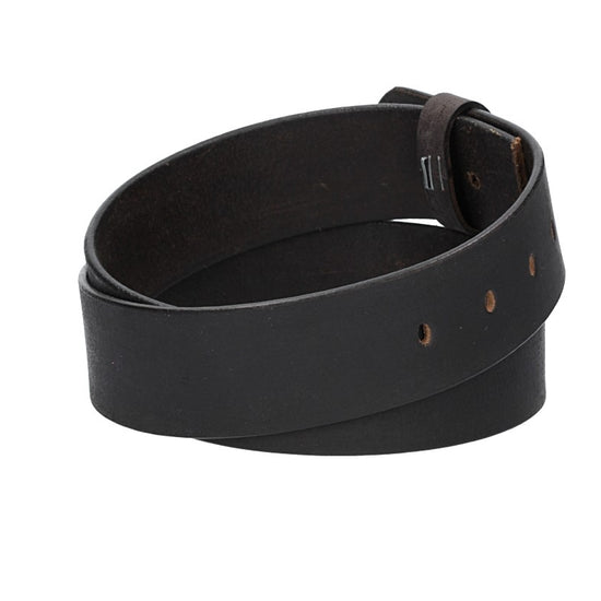 Lederriemen | Gürtelrohling Matt 45mm in Schwarz mit Schlaufe und Kapplochteil - leder-accessoires.com
