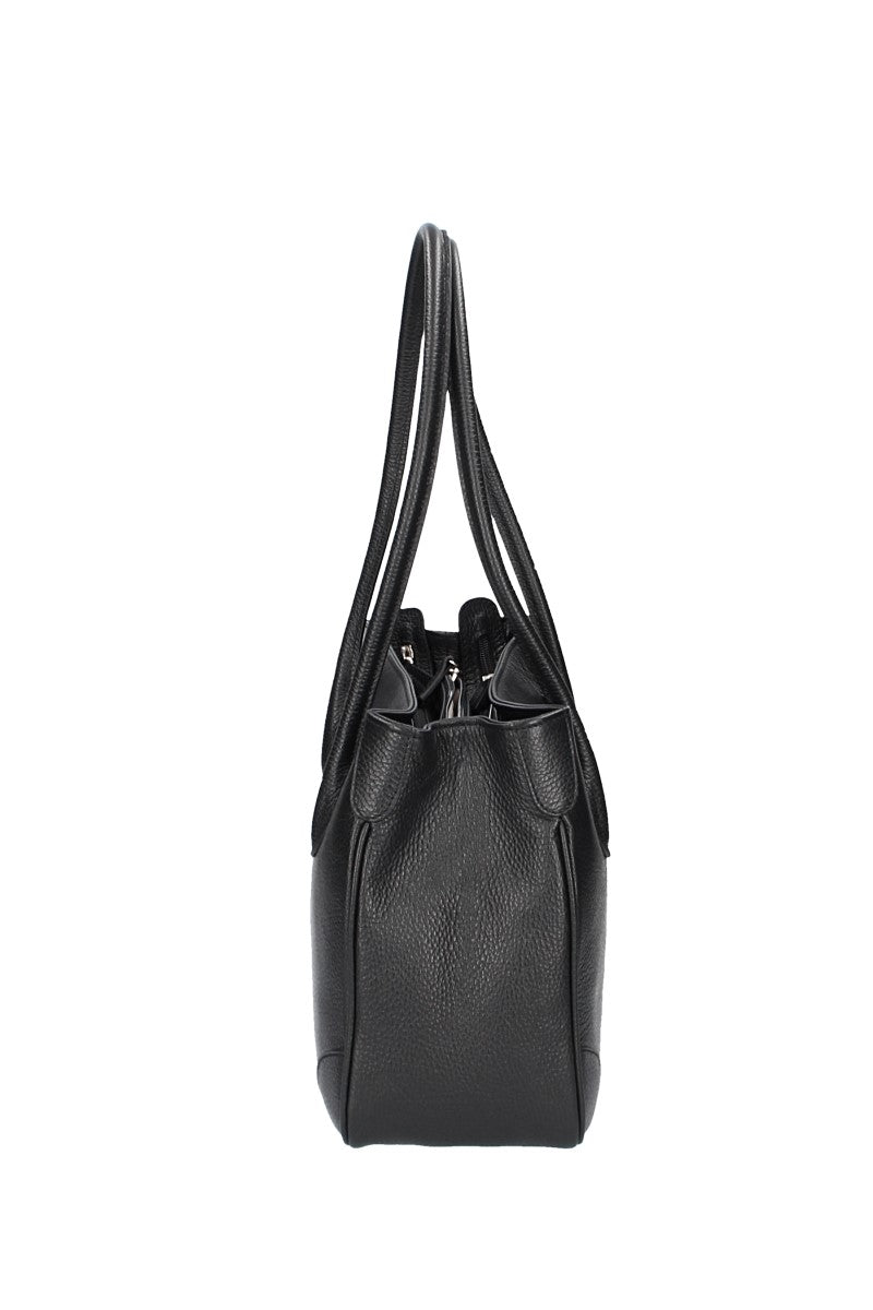 Schultertasche in Schwarz aus Leder
