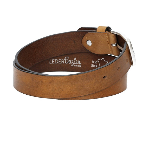 Ledergürtel Gelb|Ocker 35mm mit Dornschließe in Silber - leder-accessoires.com