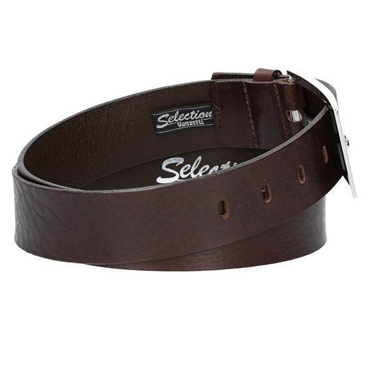 Ledergürtel Überlänge Braun 40mm mit Schmuckschließe Silber - leder-accessoires.com
