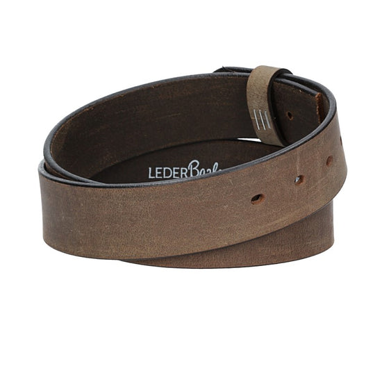 Lederriemen | Gürtelrohling Matt 40mm in Grau mit Schlaufe und Kapplochteil - leder-accessoires.com