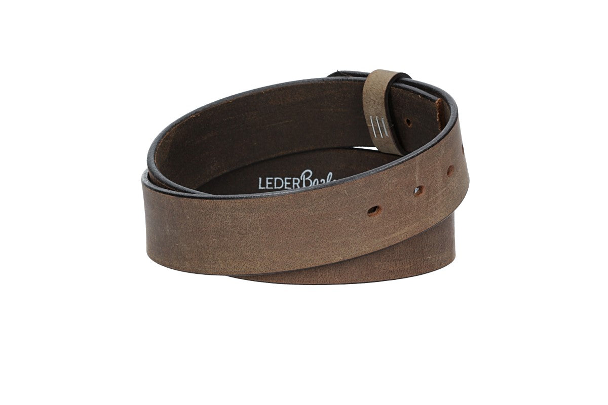 Lederriemen | Gürtelrohling Matt 40mm in Grau mit Schlaufe und Kapplochteil