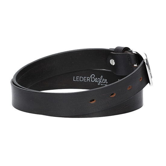 Ledergürtel 30mm in Schwarz mit Schließe in Silber - leder-accessoires.com