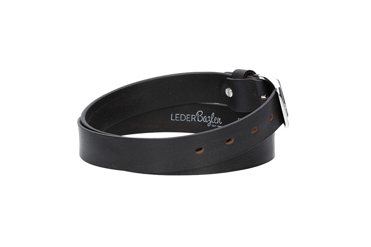 Ledergürtel 30mm in Schwarz mit Schließe in Silber - leder-accessoires.com