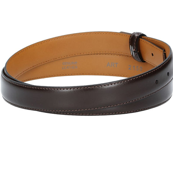 Lederriemen | Gürtelrohling 30mm bombiert in Braun mit Schlaufe und Kapplochteil - leder-accessoires.com