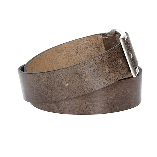 Hochwertiger Ledergürtel 40mm in Grau mit rustikaler Schließe in Silber - leder-accessoires.com