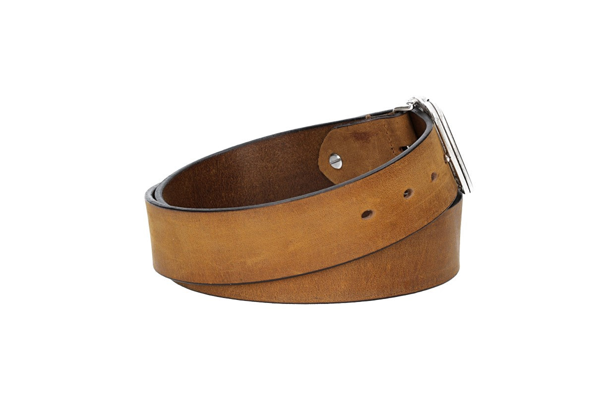 Ledergürtel in Ocker | Senfgelb 40mm mit Schmuckschließe Koppel - leder-accessoires.com