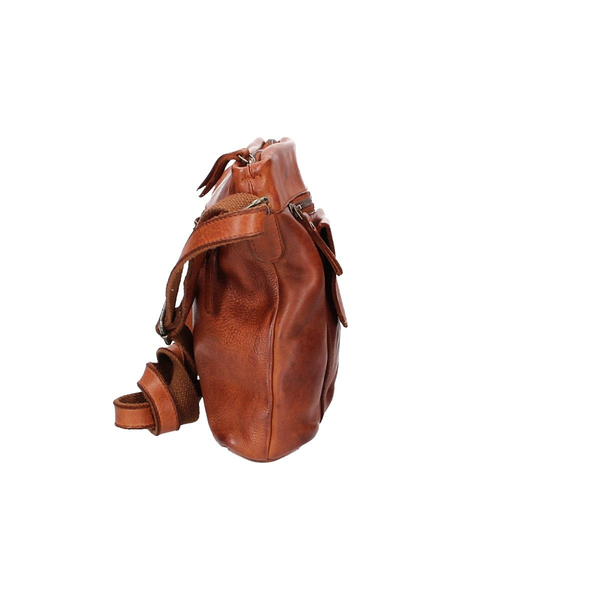 Schultertasche in Cognac mit Vortasche