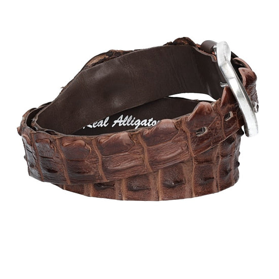 Kroko-Ledergürtel Braun 40mm mit Schließe in Silber - leder-accessoires.com