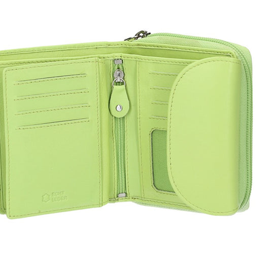 Damenbörse mit Reißverschluss in Hellgrün|Kiwi aus Leder - leder-accessoires.com