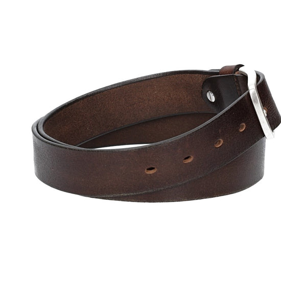 Ledergürtel Braun 35mm mit Dornschließe in Silber - leder-accessoires.com
