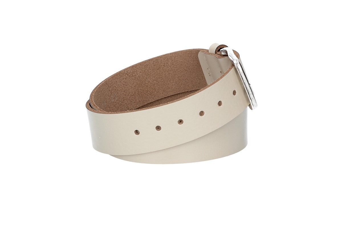 Ledergürtel Kids 30mm in Beige mit Dornschließe in Silber