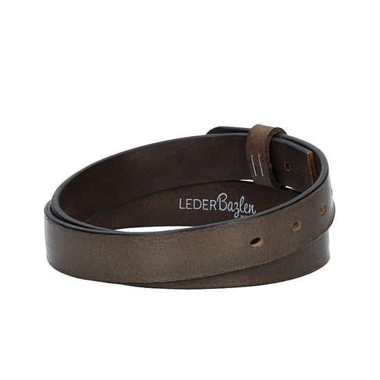 Lederriemen | Gürtelrohling Glanz 30mm in Grau mit Schlaufe und Kapplochteil - leder-accessoires.com