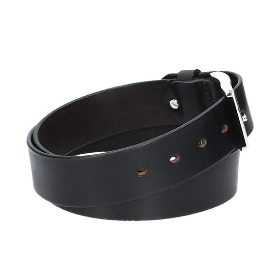 Ledergürtel Schwarz 40mm mit Dornschließe in Silber - leder-accessoires.com