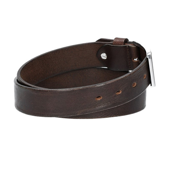 Ledergürtel Braun 35mm mit Dornschließe in Silber - leder-accessoires.com