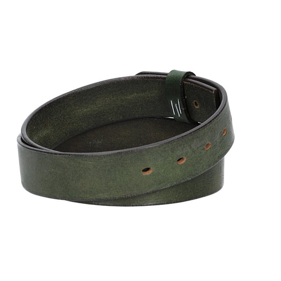 Lederriemen | Gürtelrohling Glanz 35mm in Grün mit Schlaufe und Kapplochteil - leder-accessoires.com